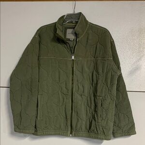 AMERICAN EAGLE WOMENS GREEN QUILTED JACKET ZIP UP MEDIUM